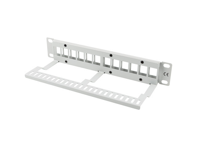 Patch Panel Pusty 12 Port 1U 10" Z Organizerem Do Modułów Keystone Lanberg Szary