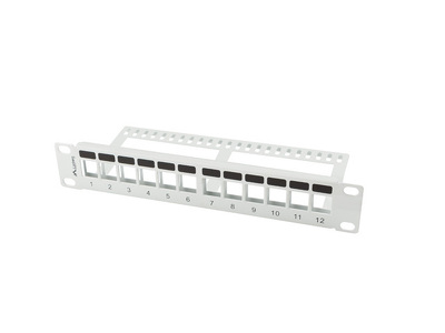 Miniatura produktu: Patch Panel Pusty 12 Port 1U 10" Z Organizerem Do Modułów Keystone Lanberg Szary