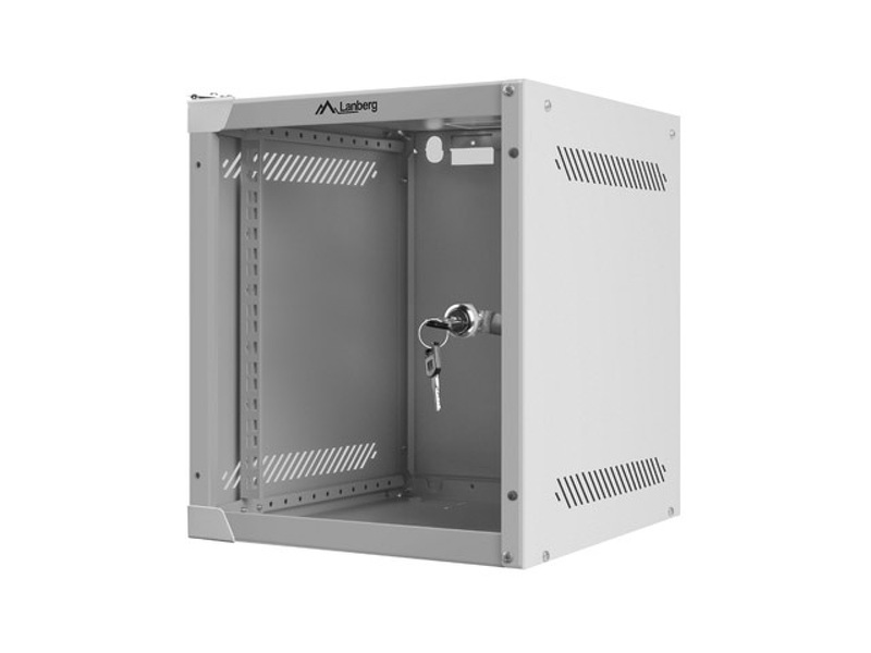 Zdjęcie produktu: Szafa Instalacyjna Rack Wisząca 10" 6u 280x310 Szara Drzwi Szklane (Flat Pack) Lanberg
