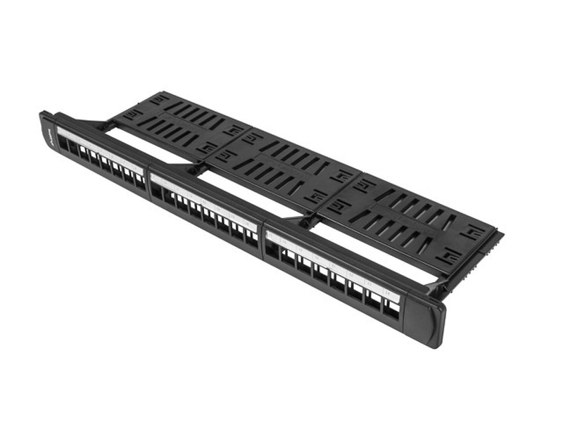 Zdjęcie produktu: Patch Panel Pusty 24 Port 1U 19" Z Organizerem Do Modułów Keystone Lanberg Czarny