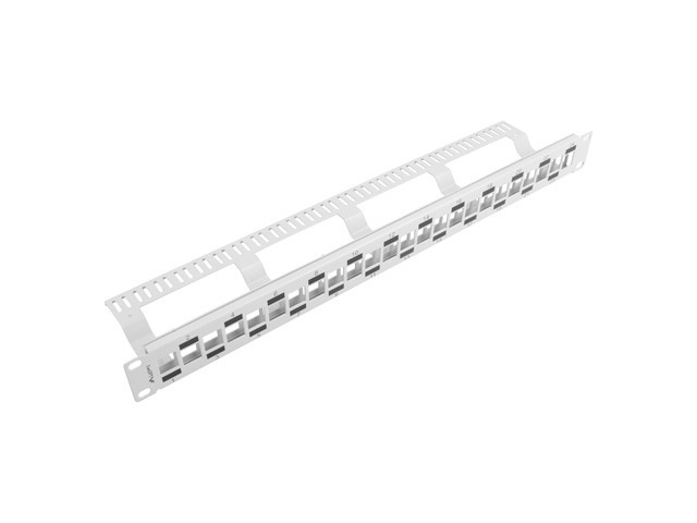 Patch Panel Pusty 24 Port 1U 19" Naprzemienny Z Organizerem Do Modułów Keystone Lanberg Szary
