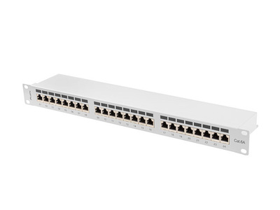 Miniatura produktu: Patch Panel 24 Port 1U 19” Kat.6A Ekranowany Lanberg Szary
