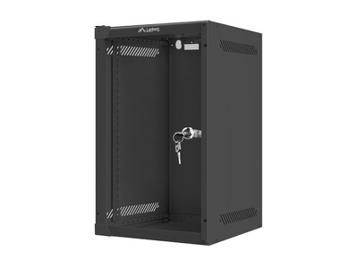 Miniatura produktu: Szafa Instalacyjna Rack Wisząca 10" 9u 280x310 Czarna Drzwi Szklane Lanberg (Flat Pack)