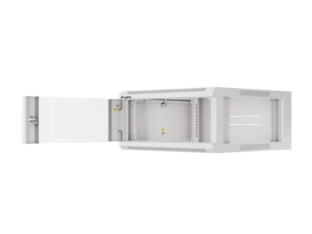 Szafa Instalacyjna Rack Wisząca 19" 4U 570x600 Szybki Montaż Szara Lanberg (Flat Pack)