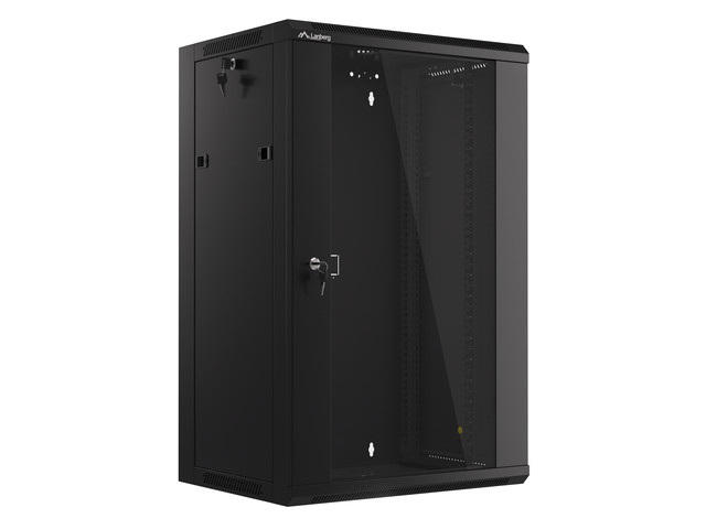 Lanberg Szafa Instalacyjna Rack Wisząca 19" 18u 570x450 Szybki Montaż Czarna (Flat Pack)