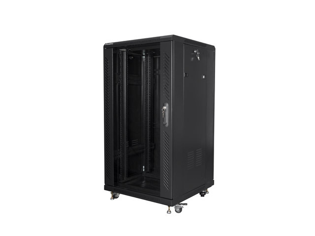 Szafa Instalacyjna Rack Stojąca 19" 22U 600x600 Czarna (Flat Pack) Lanberg