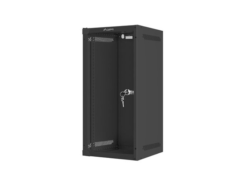 Zdjęcie produktu: Szafa Instalacyjna Rack Wisząca 10" 12U 280x310 Czarna Drzwi Szklane (Flat Pack) Lanberg