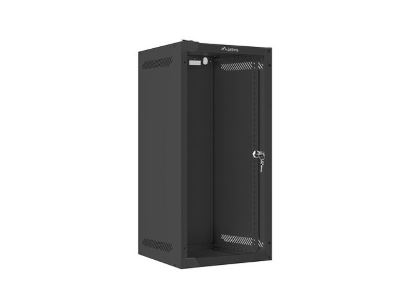 Zdjęcie produktu: Szafa Instalacyjna Rack Wisząca 10" 12U 280x310 Czarna Drzwi Szklane (Flat Pack) Lanberg