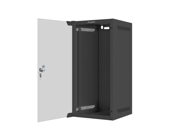 Szafa Instalacyjna Rack Wisząca 10" 12U 280x310 Czarna Drzwi Szklane (Flat Pack) Lanberg