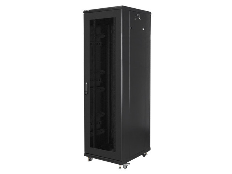 Zdjęcie produktu: Szafa Instalacyjna Rack Stojąca 19" 42U 600x800 Czarna Drzwi Perforowane (Flat Pack) Lanberg