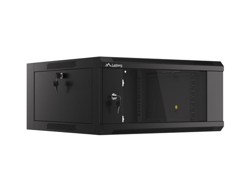 Zdjęcie produktu: Szafa Instalacyjna Rack Wisząca 19" 4U 570x600 Szybki Montaż Czarna Lanberg (Flat Pack)