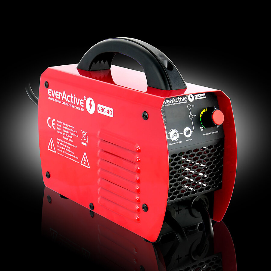 Ładowarka, prostownik samochodowy z rozruchem inwerterowy do akumulatora 12V / 24V everActive (CBC-40) v2