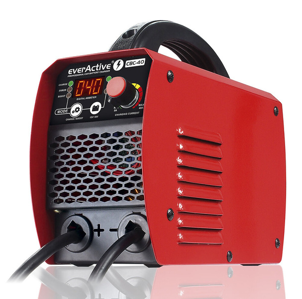 Zdjęcie produktu: Ładowarka, prostownik samochodowy z rozruchem inwerterowy do akumulatora 12V / 24V everActive (CBC-40) v2