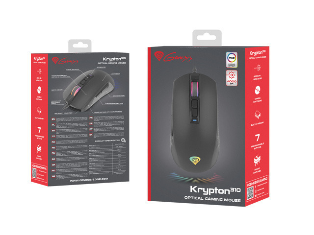 Mysz Genesis Krypton 310 RGB, Optyczna Gamingowa Mysz Genesis Krypton 310 RGB, Optyczna Gamingowa
