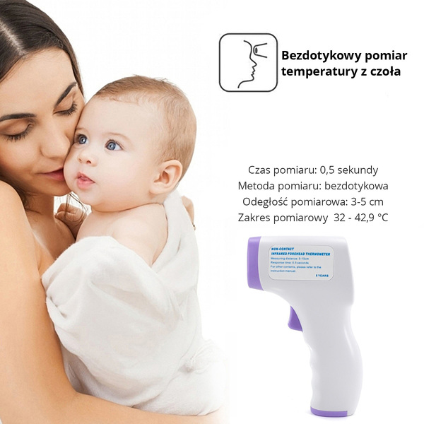 Zdjęcie produktu: Bezdotykowy cyfrowy termometr elektroniczny ES-T01 precyzyjny pirometr na podczerwień lekarski do czoła - uszkodzony