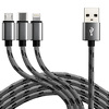 Miniatura zdjęcia: Kabel przewód pleciony USB 3w1 - USB TYP-C, Lightning, micro USB 120cm everActive CBB-1.2MCI do 2.4A