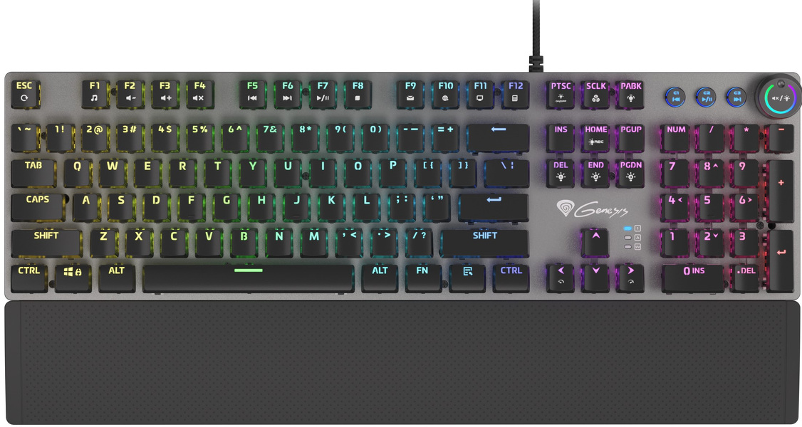 Zdjęcie produktu: Klawiatura Mechaniczna Genesis Thor 401 RGB US Layout Brown Switch
