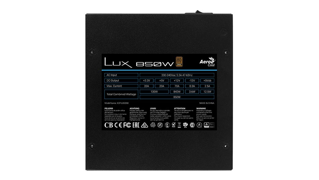 Aerocool PGS LUX 850W 80Plus Bronze