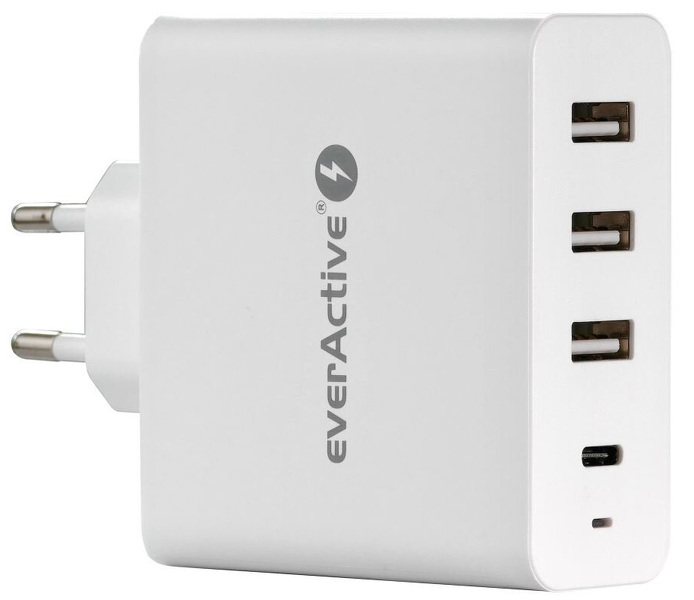 Zdjęcie produktu: Ładowarka sieciowa everActive 3xUSB oraz USB TYP-C PD 60.5W (SC-500Q)
