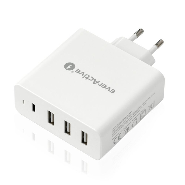 Zdjęcie produktu: Ładowarka sieciowa everActive 3xUSB oraz USB TYP-C PD 60.5W (SC-500Q)