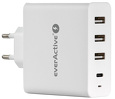 Miniatura zdjęcia: Ładowarka sieciowa everActive 3xUSB oraz USB TYP-C PD 60.5W (SC-500Q)