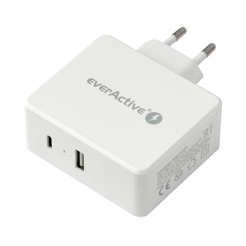 Ładowarka sieciowa everActive 1xUSB QC3.0 oraz USB TYP-C PD 63W (SC600Q) Ładowarka sieciowa everActive 1xUSB QC3.0 oraz USB TYP-C PD 63W (SC600Q)