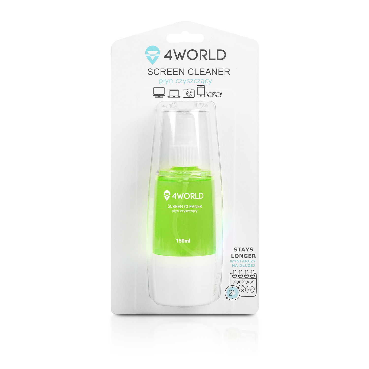 4World Zestaw czyszczący 150ml, ściereczka 20x 20cm, zielony