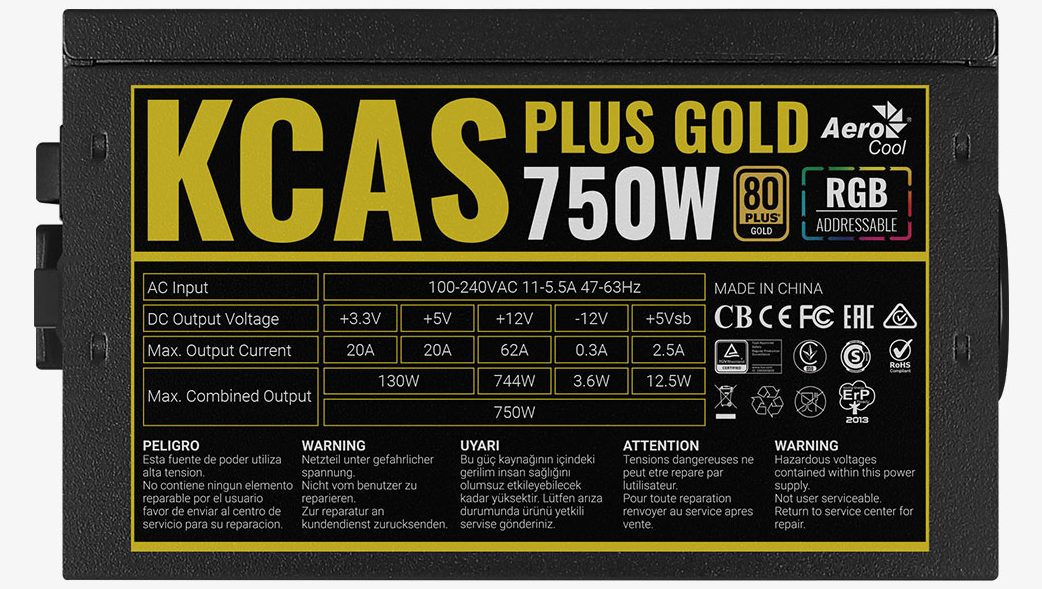 Aerocool KCAS PLUS 750W 80Plus Gold RGB
