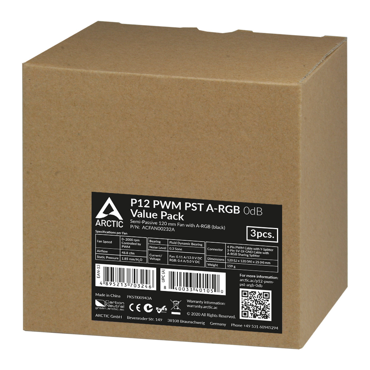 Arctic P12 PWM PST ARGB 3pak (ACFAN00232A)