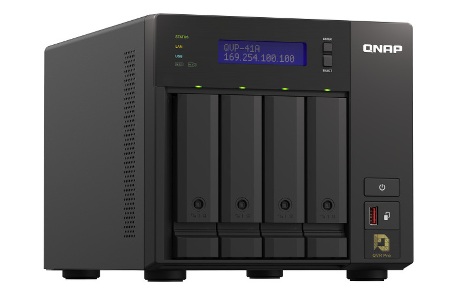 Zdjęcie produktu: Serwer NVR QNAP QVP-41A 4-Bay, 2-rdzeniowy Intel Pentium G5400T 3,1 GHz, 8 GB DDR4 RAM, 5x USB 3.2, 2x 1GbE LAN, HDMI 2.0, 2x M.2 2280, 2x PCIe Zdjęcie produktu: Serwer NVR QNAP QVP-41A 4-Bay, 2-rdzeniowy Intel Pentium G5400T 3,1 GHz, 8 GB DDR4 RAM, 5x USB 3.2, 2x 1GbE LAN, HDMI 2.0, 2x M.2 2280, 2x PCIe