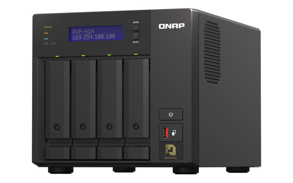 Zdjęcie produktu: Serwer NVR QNAP QVP-41A 4-Bay, 2-rdzeniowy Intel Pentium G5400T 3,1 GHz, 8 GB DDR4 RAM, 5x USB 3.2, 2x 1GbE LAN, HDMI 2.0, 2x M.2 2280, 2x PCIe Zdjęcie produktu: Serwer NVR QNAP QVP-41A 4-Bay, 2-rdzeniowy Intel Pentium G5400T 3,1 GHz, 8 GB DDR4 RAM, 5x USB 3.2, 2x 1GbE LAN, HDMI 2.0, 2x M.2 2280, 2x PCIe