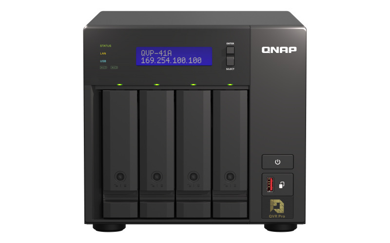 Serwer NVR QNAP QVP-41A 4-Bay, 2-rdzeniowy Intel Pentium G5400T 3,1 GHz, 8 GB DDR4 RAM, 5x USB 3.2, 2x 1GbE LAN, HDMI 2.0, 2x M.2 2280, 2x PCIe Serwer NVR QNAP QVP-41A 4-Bay, 2-rdzeniowy Intel Pentium G5400T 3,1 GHz, 8 GB DDR4 RAM, 5x USB 3.2, 2x 1GbE LAN, HDMI 2.0, 2x M.2 2280, 2x PCIe