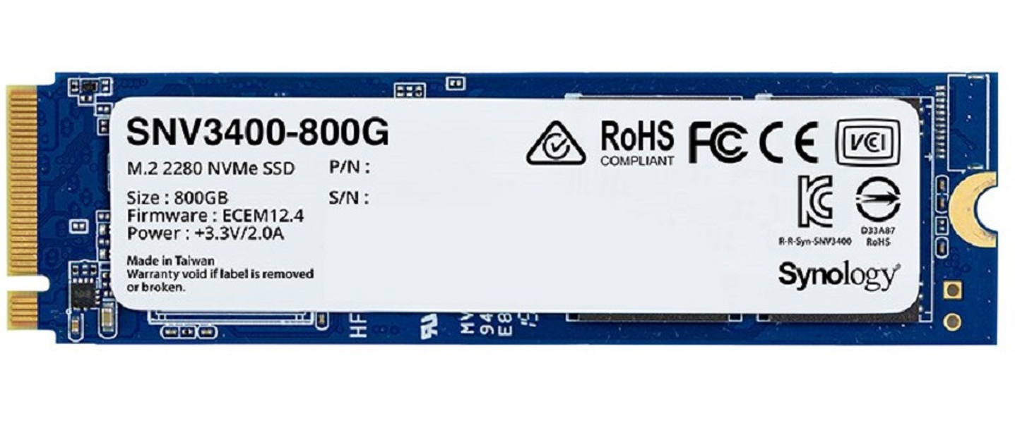 Zdjęcie produktu: Synology SNV3400-800G 800GB M.2 2280 NVMe SSD PCIe 3.0 x4 (3100/1000 MB/s)