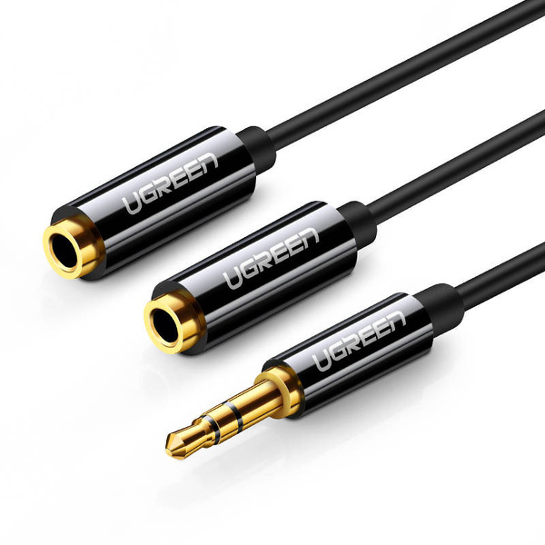 Zdjęcie produktu: Rozdzielacz audio AUX kabel jack 3,5mm 2 x słuchawki UGREEN AV123, 25cm - czarny (20816)