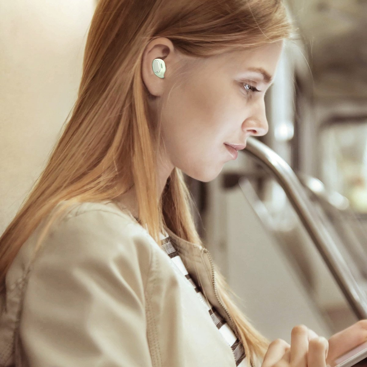 Słuchawki bezprzewodowe Baseus Encok TWS WM01, ładowanie indukcyjne, Bluetooth 5.0 - zielone (NGWM01-06)