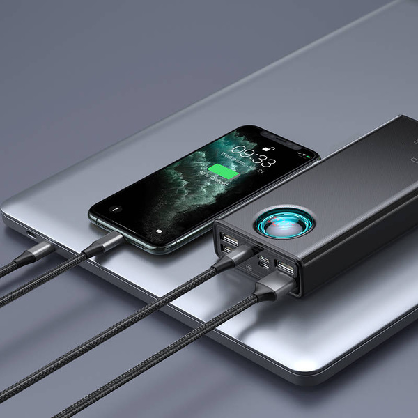 Zdjęcie produktu: Powerbank Baseus Amblight, 30000mAh, QC 3.0, PD, 3A, 4x USB / 1x USB Typ C, 65W - czarny (PPLG-A01