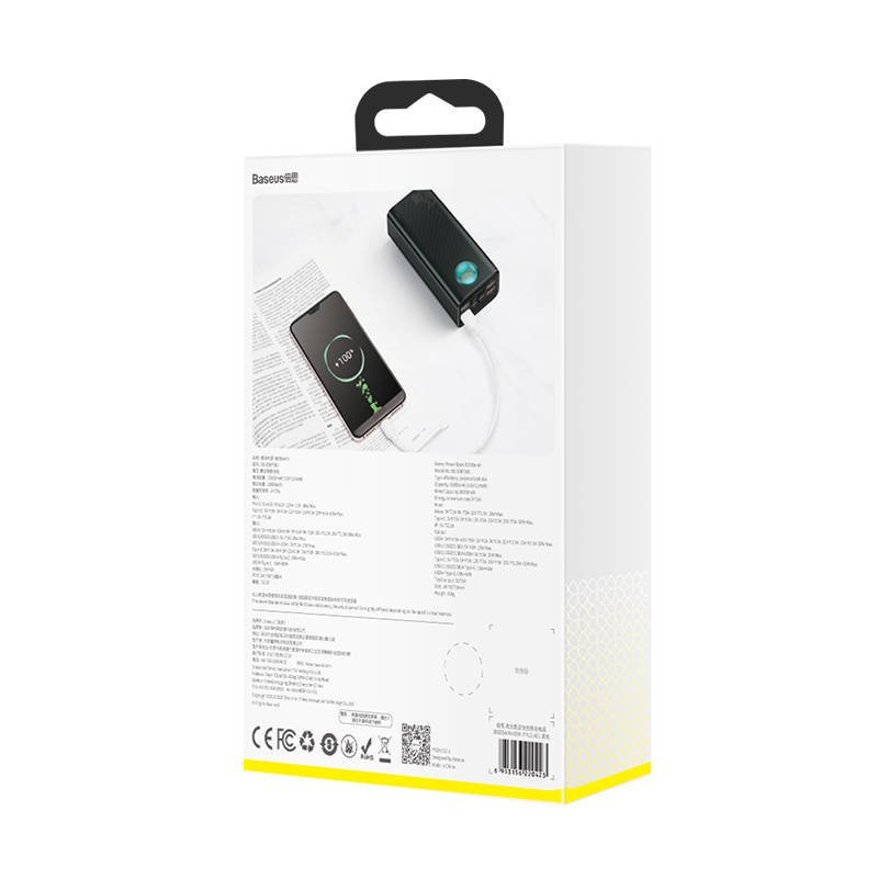 Powerbank Baseus Amblight, 30000mAh, QC 3.0, PD, 3A, 4x USB / 1x USB Typ C, 65W - czarny (PPLG-A01