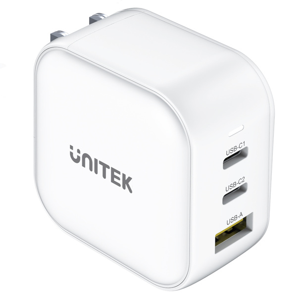 Zdjęcie produktu: Ładowarka sieciowa Unitek GaN 1x USB, 2x USB TYP-C PD 66W QC 3.0 - biała (P1108AWH)