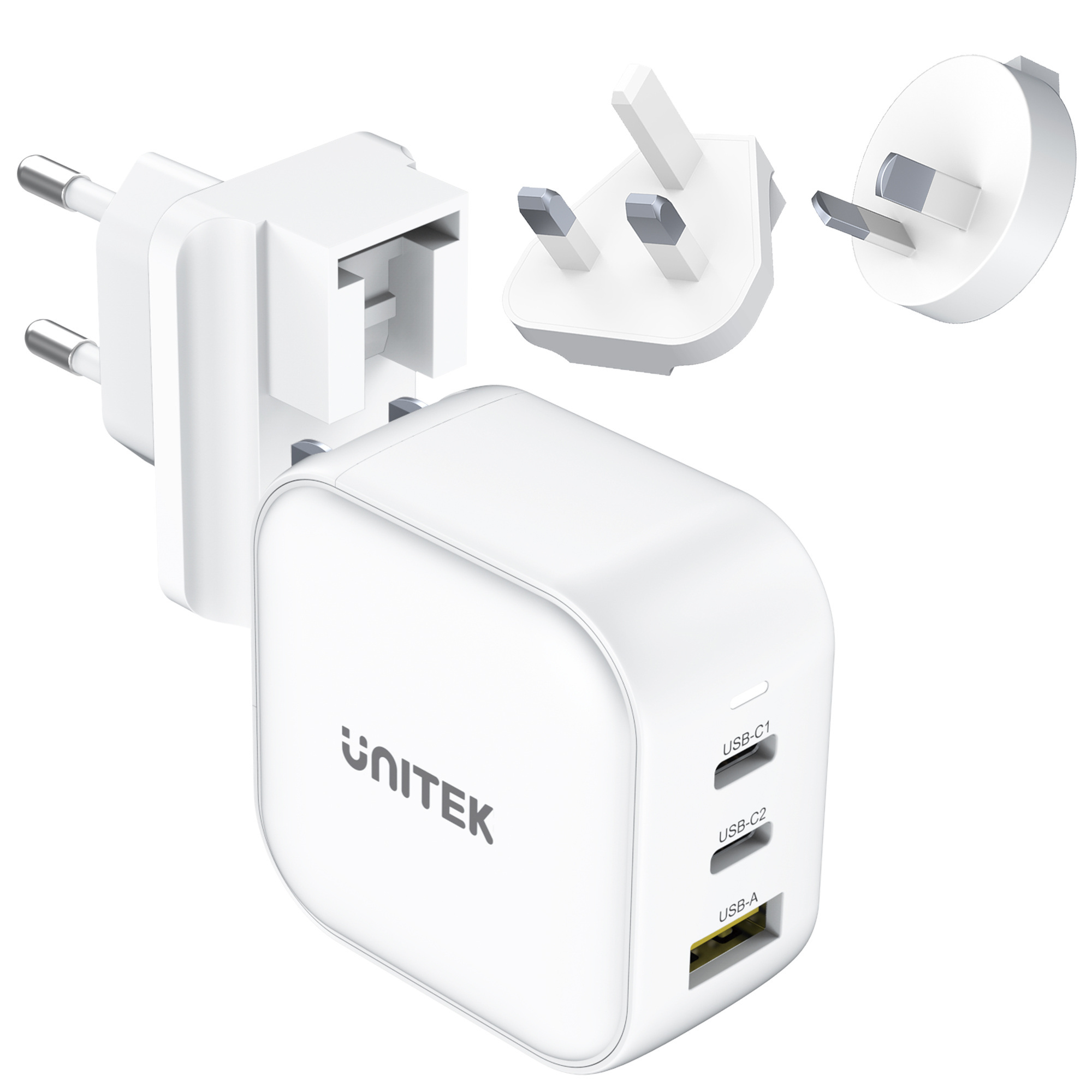 Ładowarka sieciowa Unitek GaN 1x USB, 2x USB TYP-C PD 66W QC 3.0 - biała (P1108AWH)