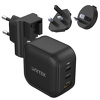 Miniatura zdjęcia: Ładowarka sieciowa Unitek GaN 1x USB, 2x USB TYP-C PD 66W QC 3.0 - czarna (P1108ABK)
