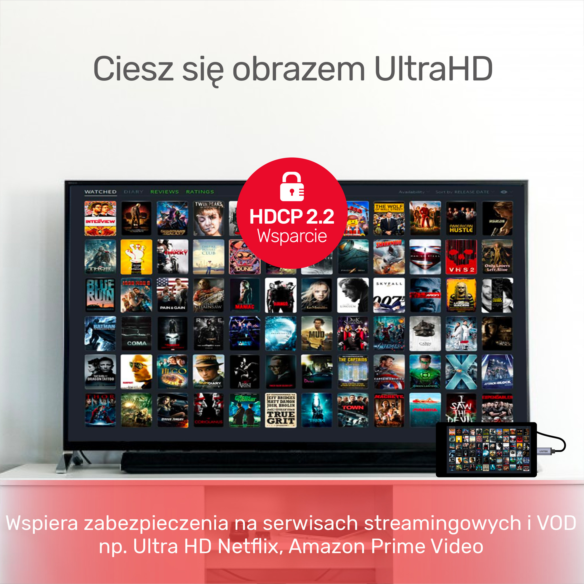Unitek Przewód USB Typ-C - DisplayPort 4K@60Hz kabel 1,8 m (V1409A)