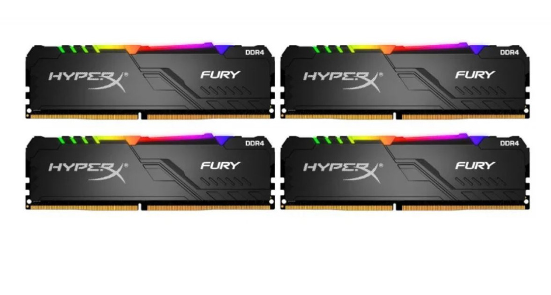 Zdjęcie produktu: Pamięć HyperX 128GB (4x32GB) DDR4-3200 Non-ECC CL16 Fury RGB HX432C16FB3AK4/128