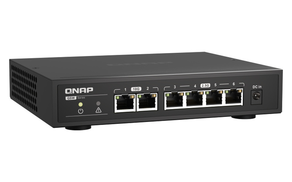 Zdjęcie produktu: Qnap QSW-2104-2T 6-portowy przełącznik 2x 10GbE BASE-T (RJ45), 4x 2.5GbE RJ45