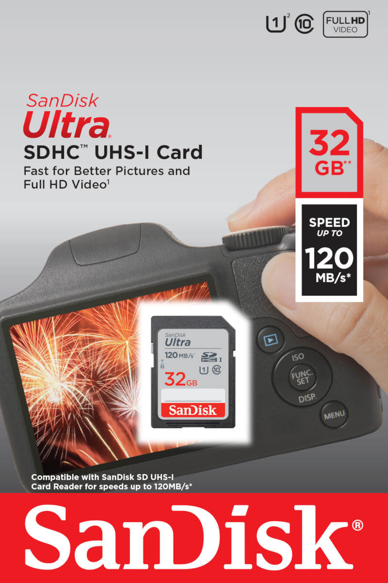 Karta SanDisk Ultra SDHC 32GB 120MB/s UHS-I Class 10 (SDSDUN4-032G-GN6IN)