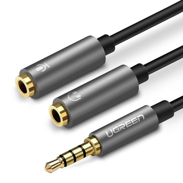 Zdjęcie produktu: Rozdzielacz audio AUX UGREEN kabel mini jack 3,5mm (męski) do słuchawki + mikrofon (żeńskie), 20cm do XBOX ONE i PS4 (30619)