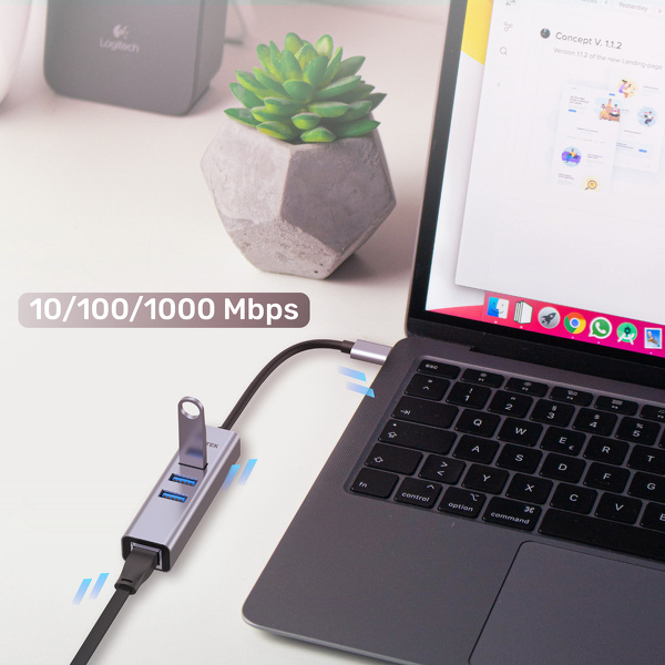 Zdjęcie produktu: Unitek HUB USB 3 x USB 3.1 5 Gbps + RJ45 Ethernet 10/100/1000 (H1906A) Zdjęcie produktu: Unitek HUB USB 3 x USB 3.1 5 Gbps + RJ45 Ethernet 10/100/1000 (H1906A)