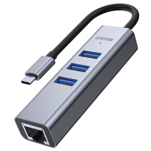 Zdjęcie produktu: Unitek HUB USB TYP-C 3 x USB 3.1 5 Gbps + RJ45 Ethernet 10/100/1000 (H1904A) Zdjęcie produktu: Unitek HUB USB TYP-C 3 x USB 3.1 5 Gbps + RJ45 Ethernet 10/100/1000 (H1904A)