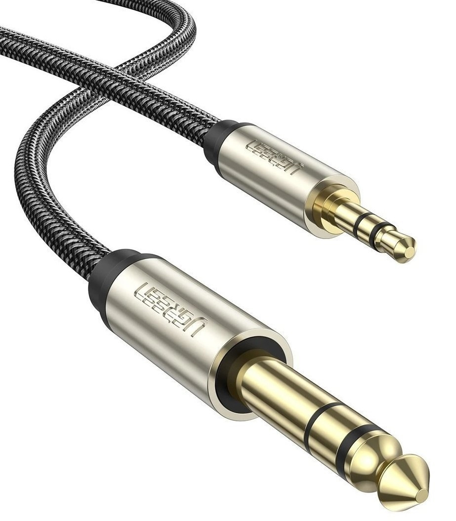 Kabel mini jack 3,5mm do 6,35mm TRS UGREEN AV127 10m - szary - oplot (40808)