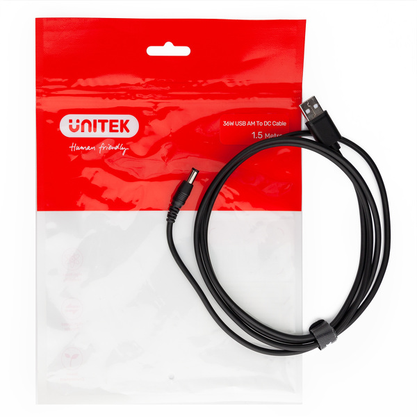 Zdjęcie produktu: Unitek kabel zasilający USB - wtyk DC 5.5/2.5mm 9V (Y-C4046BK)