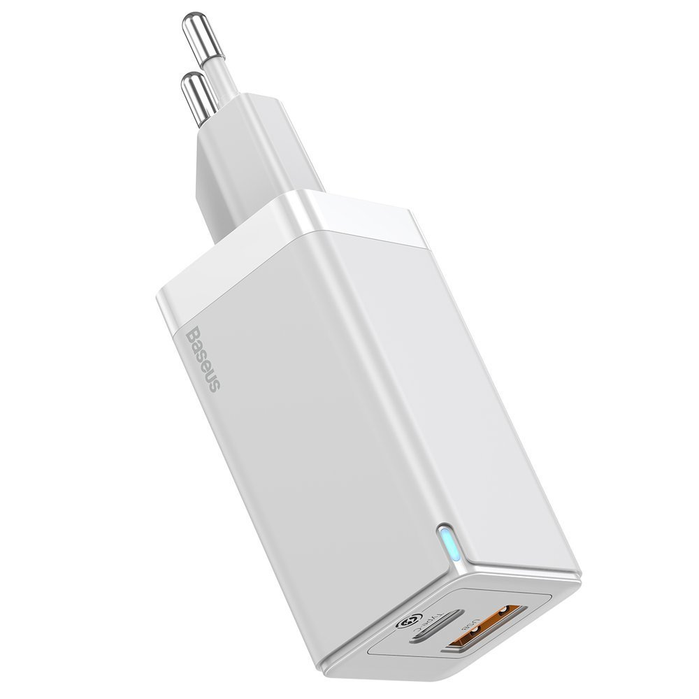 Ładowarka sieciowa Baseus GaN2 45W, USB / USB Typ-C Quick Charge 3.0 (azotek galu) biała (CCGAN-Q02)